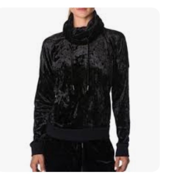 Betsey Johnson Tops - Betsy Johnson Velour Black Top Cowl Neck Size S Goth Activewear Athleisure